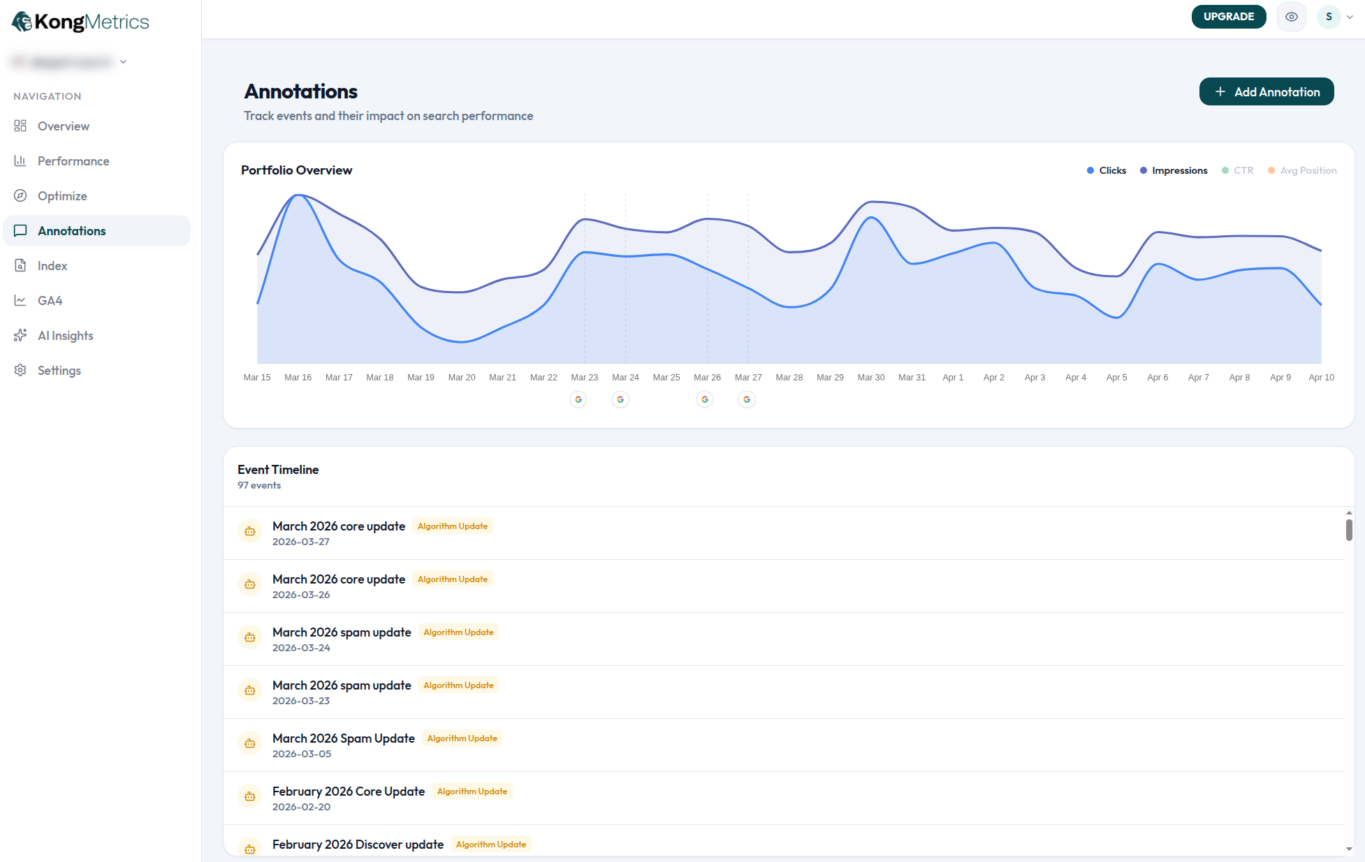 Content Decay Detection Tool dashboard preview